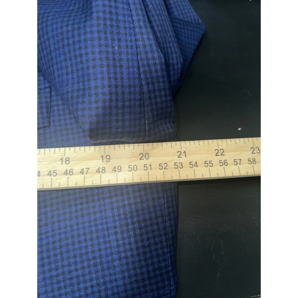CANALI Suit Jacket Men's 44L Dual Vent 100% Wool Blue Windowpane 54L EU Coat